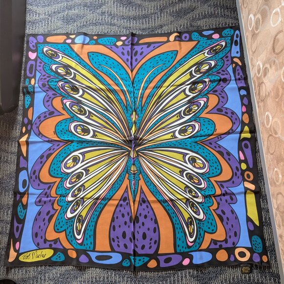 Bob Mackie Accessories - Vintage Bob Mackie Signed Silk Scarf - Butterfly